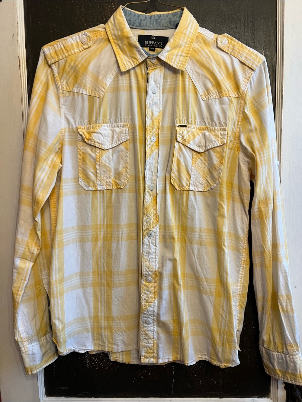 Buffalo David Bitton Yellow & White Plaid Button-Down Shirt